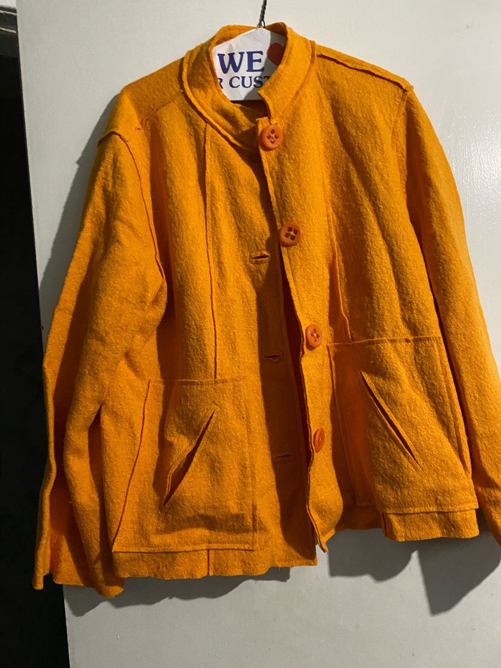 Coldwater Creek Bright Orange Textured Button Jacket